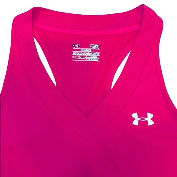 Under Armour HeatGear Sleeveless Tank Size Small Hot Pink VNeckline Racerback - Picture 3 of 10